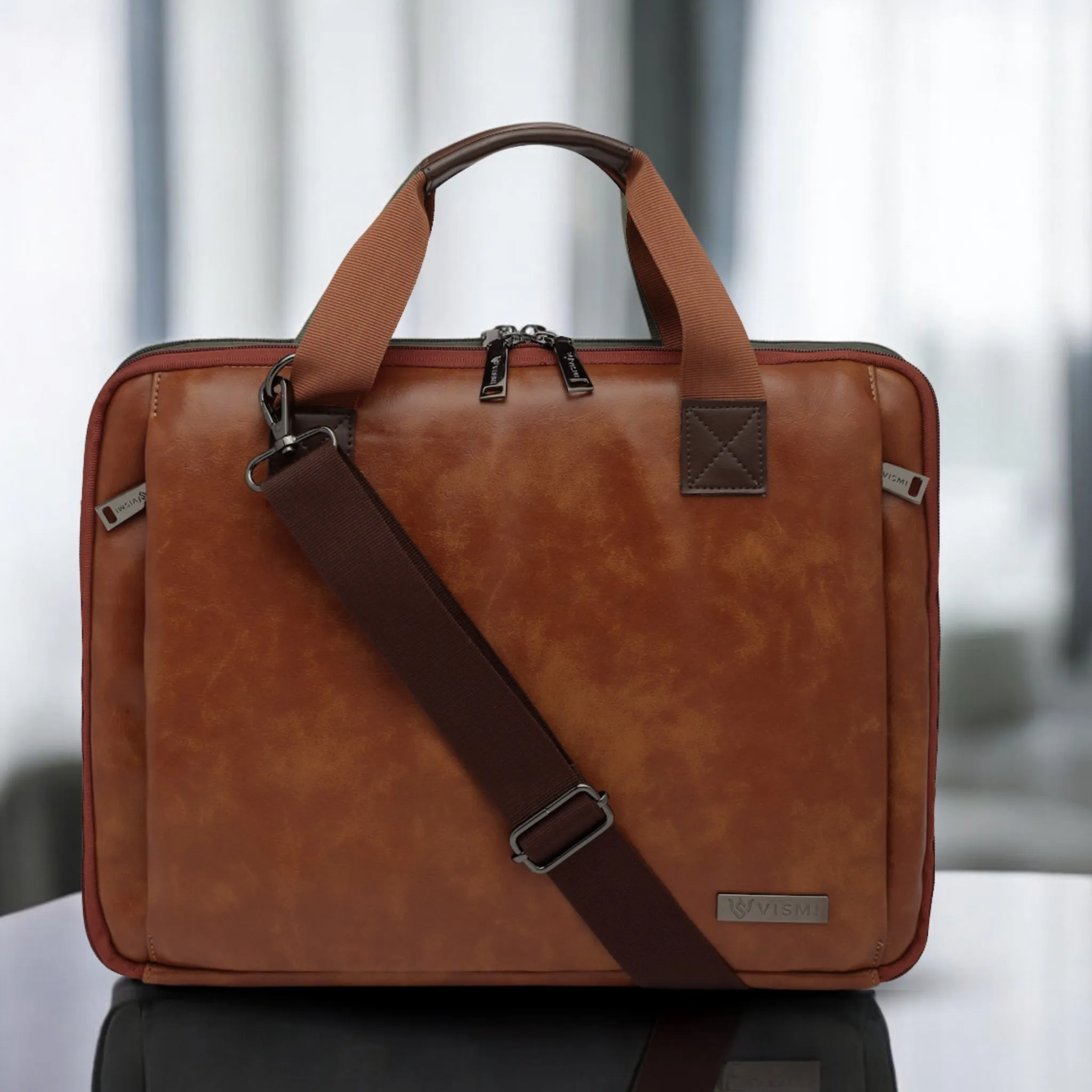 Timeless Unity Laptop Messenger Bag - Tan