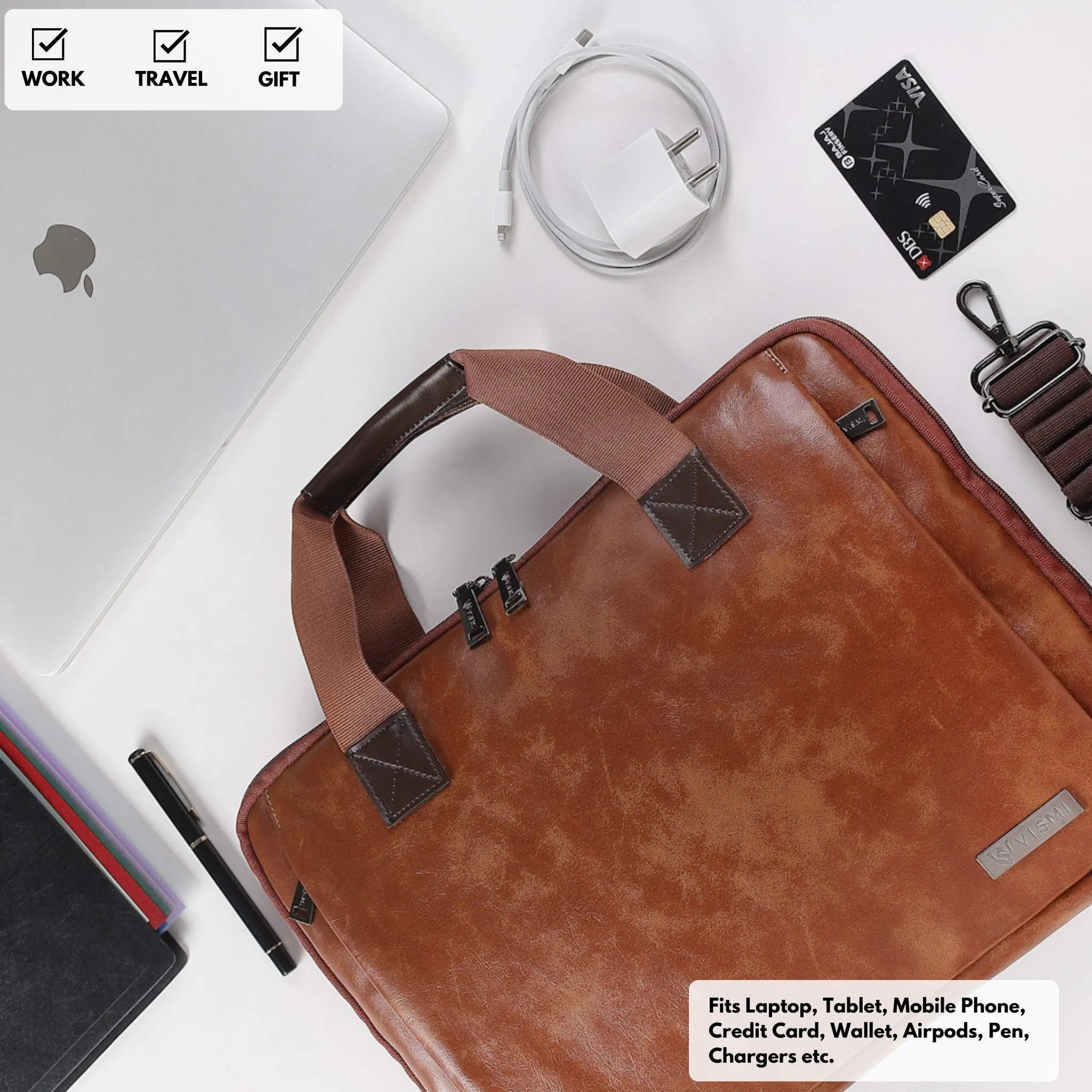Timeless Unity Laptop Messenger Bag - Tan