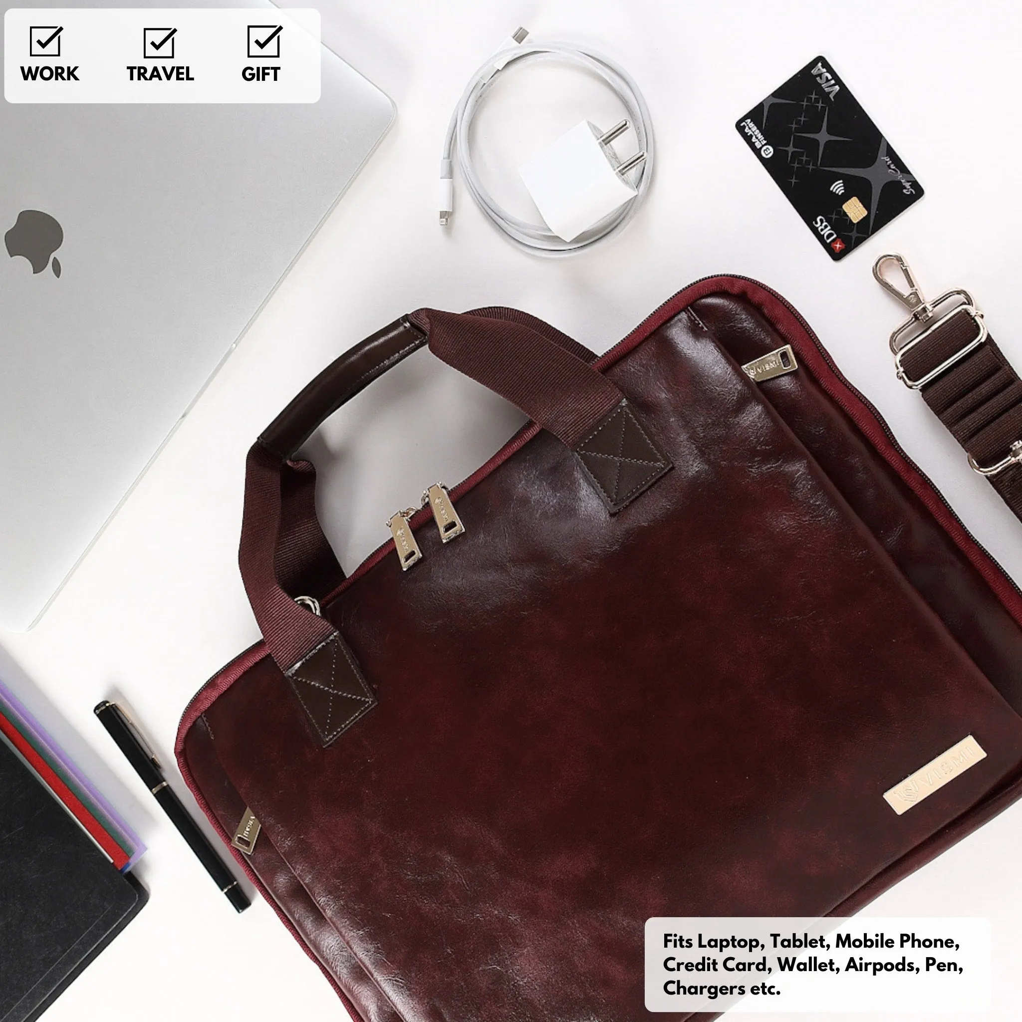 Timeless Unity Laptop Messenger Bag - Wine
