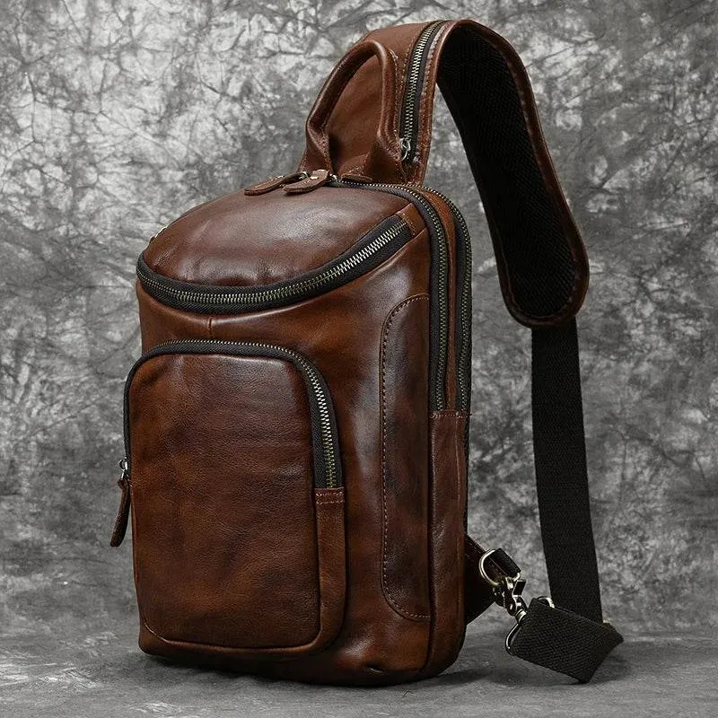Top Grade Men's Crossbody Bags Genuine Leather Chest Pack Sling
