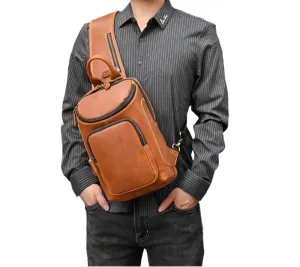 Top Grade Men's Crossbody Bags Genuine Leather Chest Pack Sling