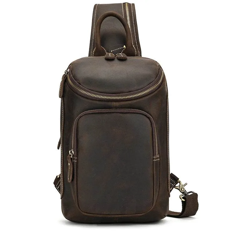 Top Grade Men's Crossbody Bags Genuine Leather Chest Pack Sling
