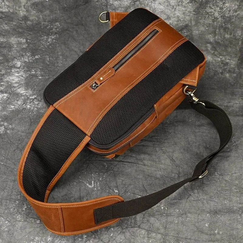 Top Grade Men's Crossbody Bags Genuine Leather Chest Pack Sling