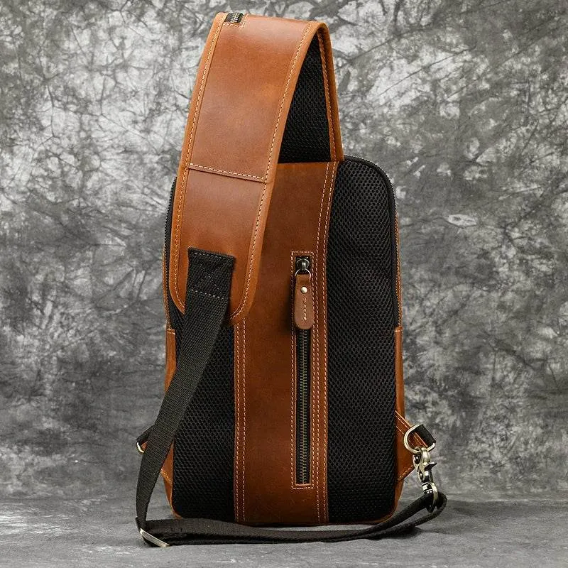 Top Grade Men's Crossbody Bags Genuine Leather Chest Pack Sling