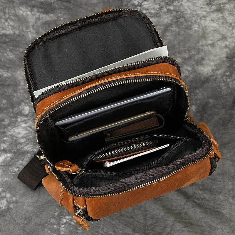 Top Grade Men's Crossbody Bags Genuine Leather Chest Pack Sling