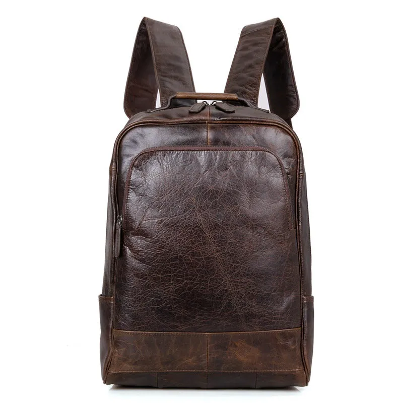 Top Grain Leather Backpack,  Oil Wax School Bag, Casual Shoulder Bag For Women and Men 7347