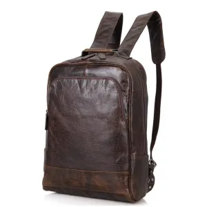 Top Grain Leather Backpack,  Oil Wax School Bag, Casual Shoulder Bag For Women and Men 7347
