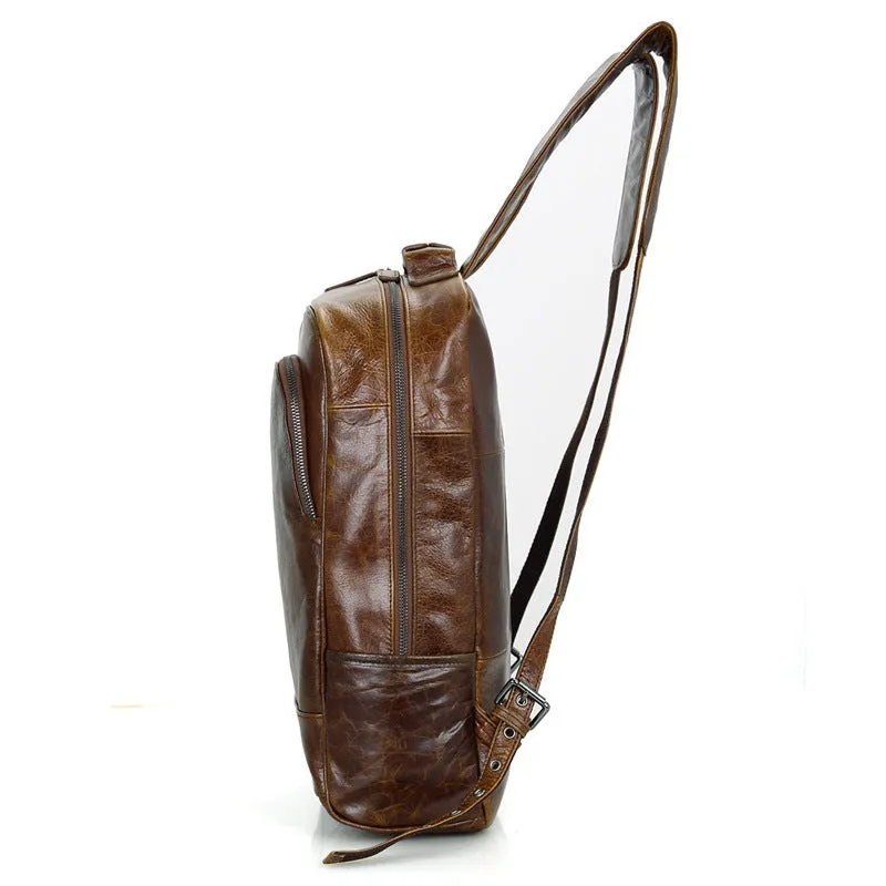 Top Grain Leather Backpack,  Oil Wax School Bag, Casual Shoulder Bag For Women and Men 7347