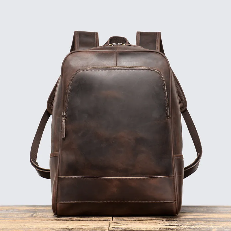Top Grain Leather Backpack,  Oil Wax School Bag, Casual Shoulder Bag For Women and Men 7347
