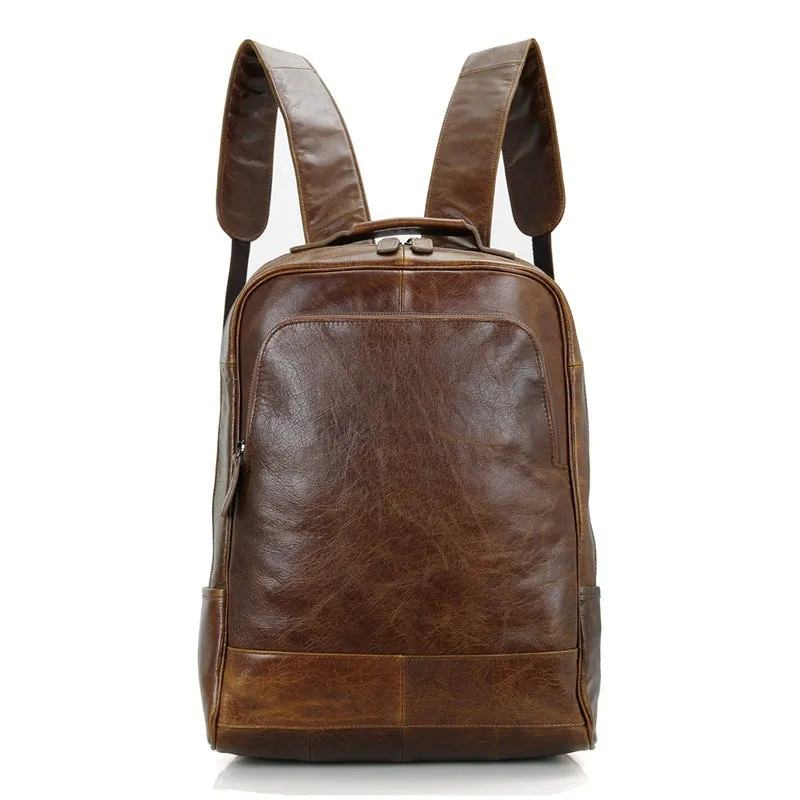 Top Grain Leather Backpack,  Oil Wax School Bag, Casual Shoulder Bag For Women and Men 7347