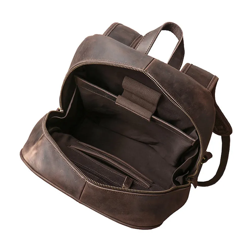 Top Grain Leather Backpack,  Oil Wax School Bag, Casual Shoulder Bag For Women and Men 7347