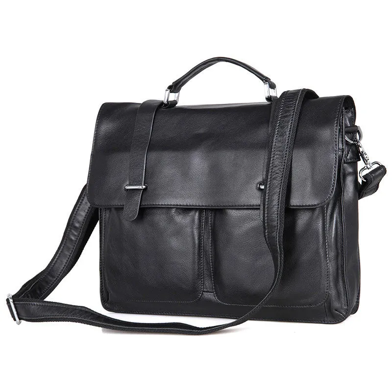 Top Grain Leather Briefcase Men's Business Bag Crossbody Messenger Shoulder Bag