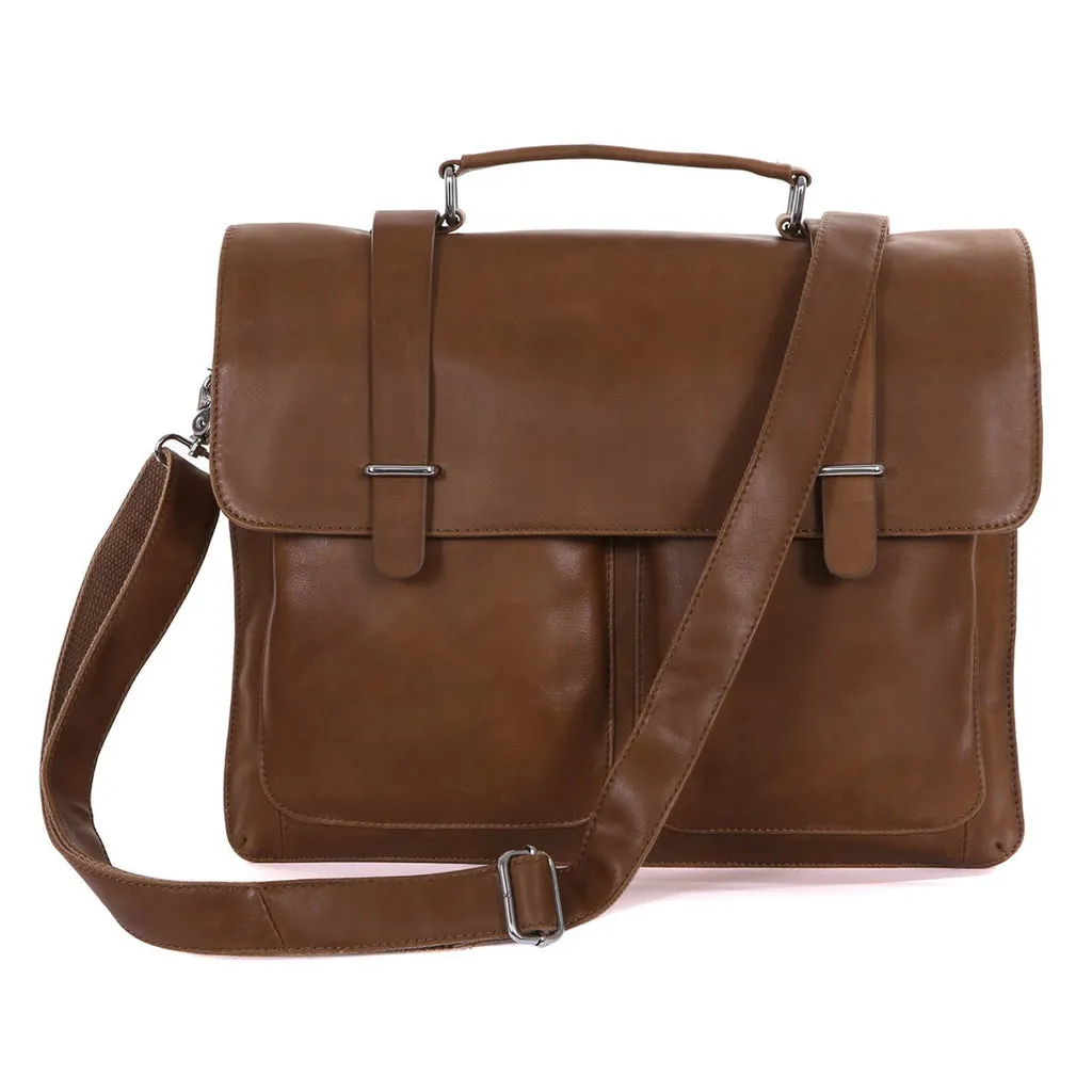 Top Grain Leather Briefcase Men's Business Bag Crossbody Messenger Shoulder Bag