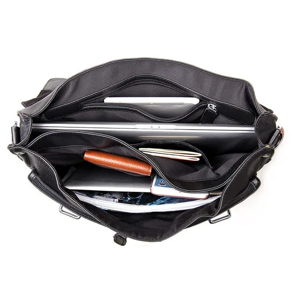 Top Grain Leather Briefcase Men's Business Bag Crossbody Messenger Shoulder Bag