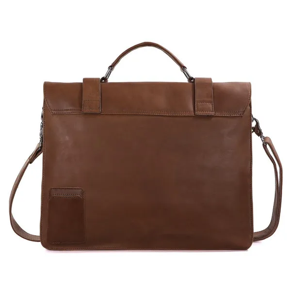 Top Grain Leather Briefcase Men's Business Bag Crossbody Messenger Shoulder Bag