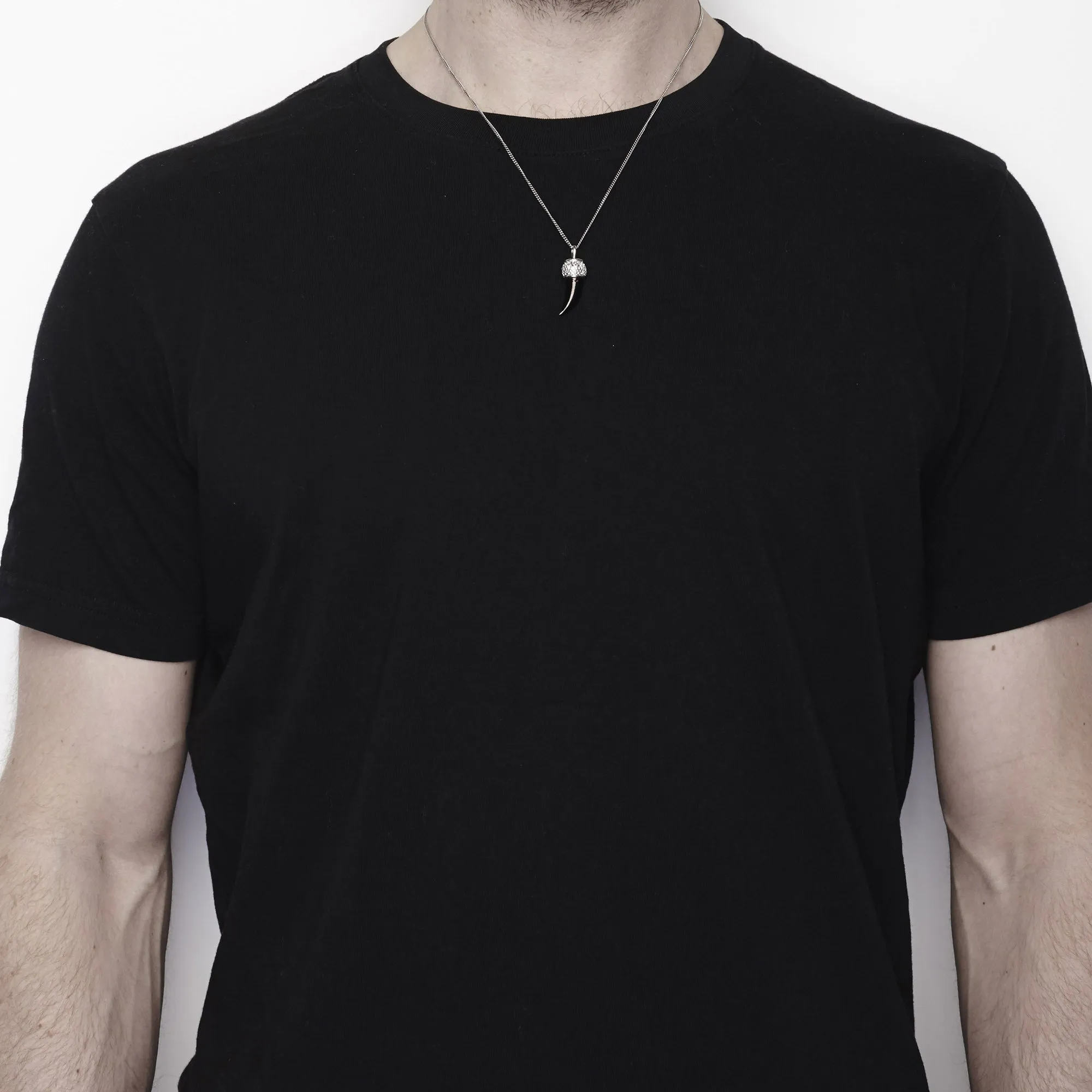 Tusk Pendant Necklace - Polished Steel Chain