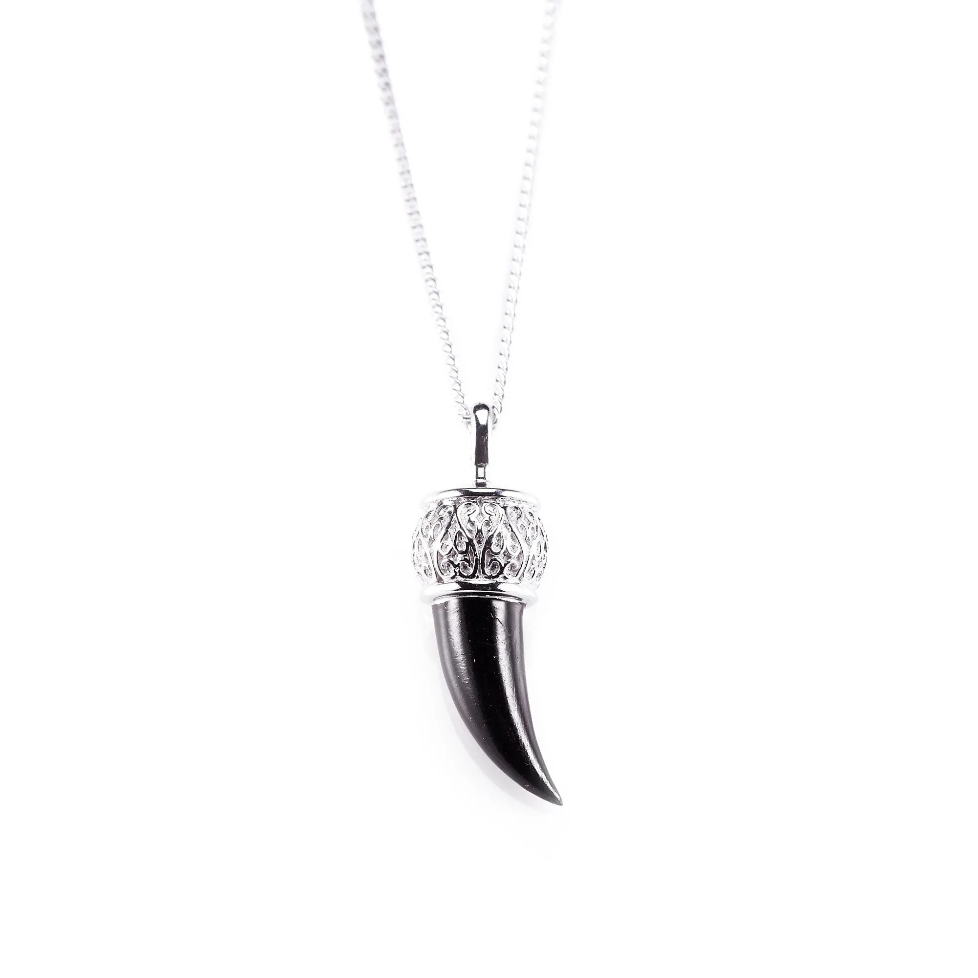 Tusk Pendant Necklace - Polished Steel Chain