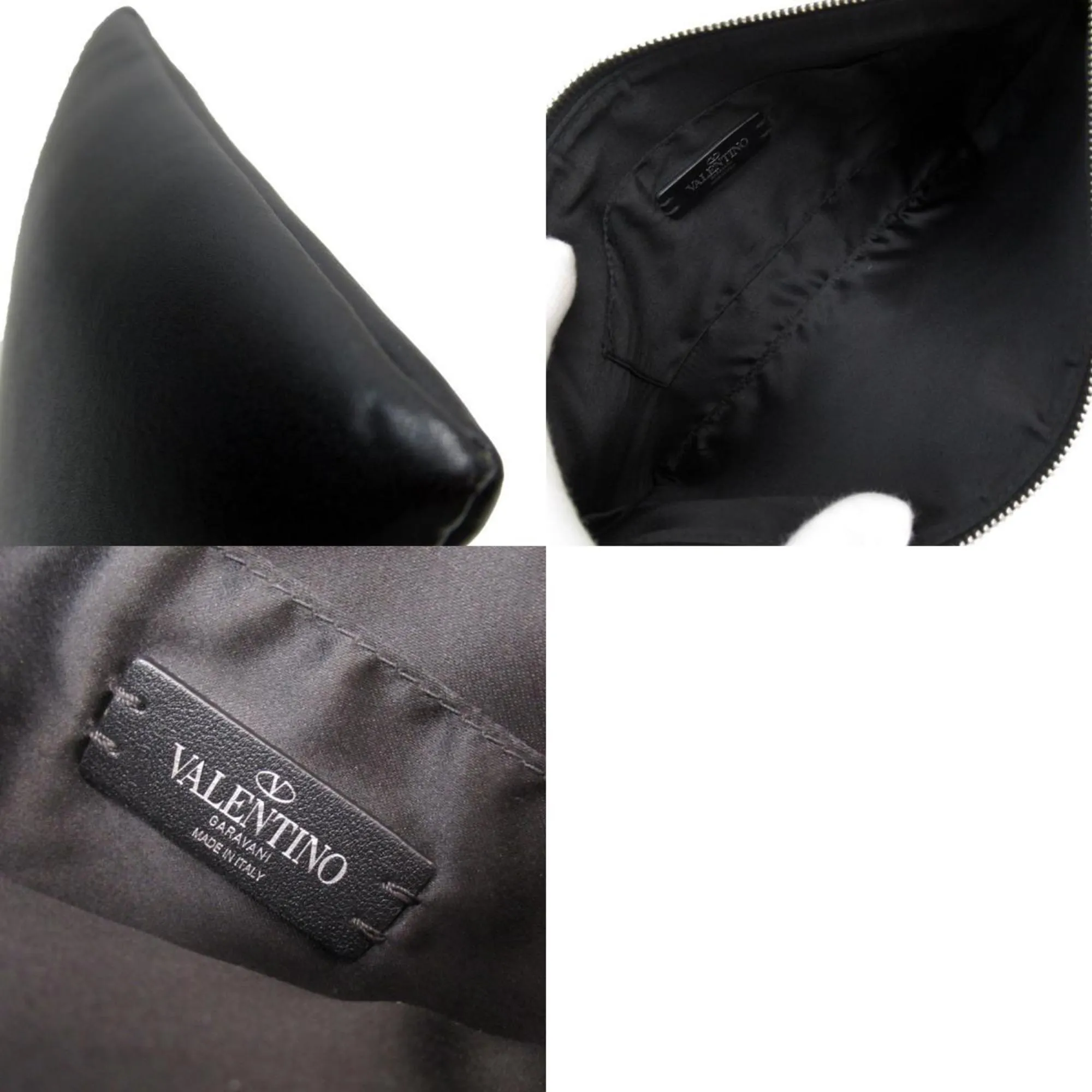 Valentino Garavani Clutch Bag Leather Black Men's Women's t19547i