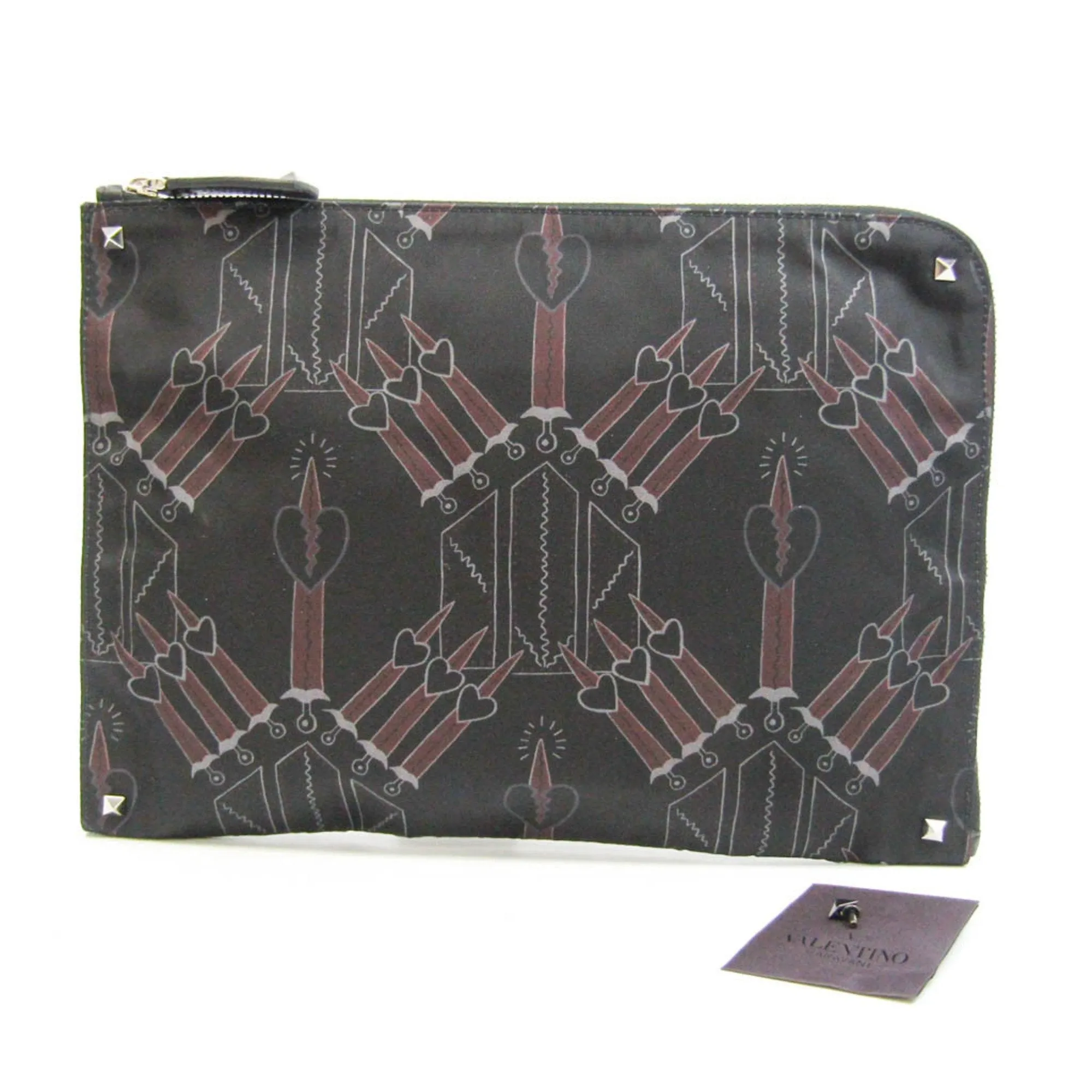 Valentino Garavani Rockstud Love Blade NY2B0457HAP Men's Leather,Nylon Clutch Bag Black