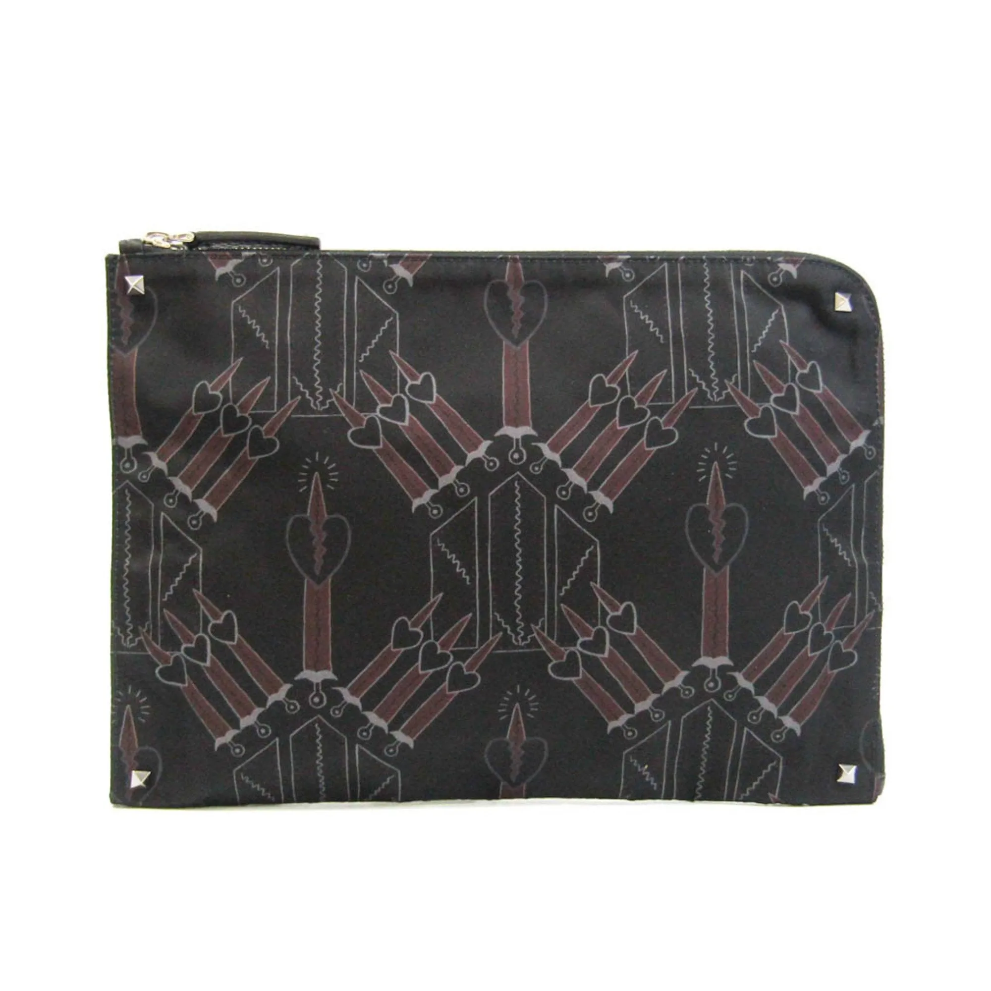 Valentino Garavani Rockstud Love Blade NY2B0457HAP Men's Leather,Nylon Clutch Bag Black