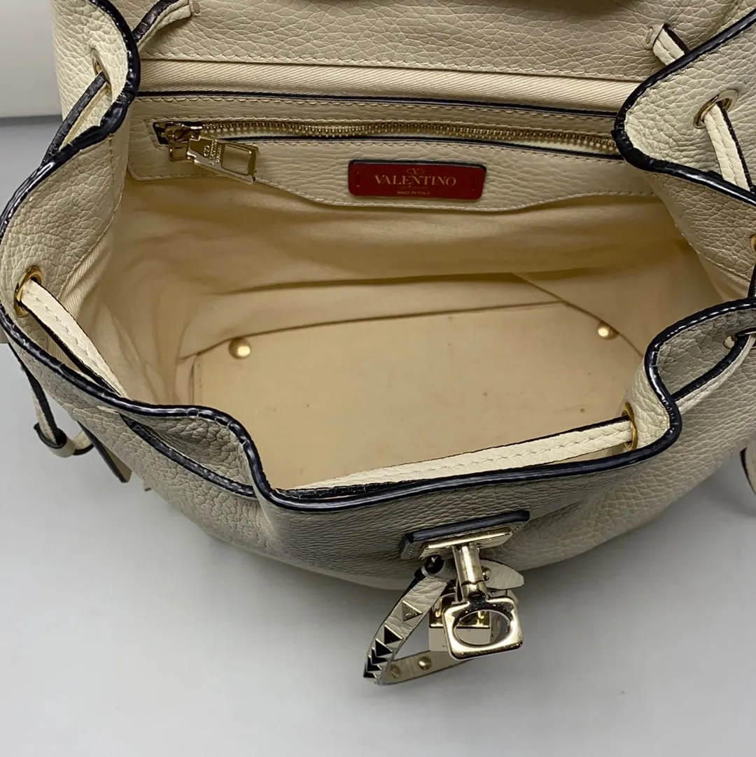 Valentino Ivory Leather Rockstud Backpack
