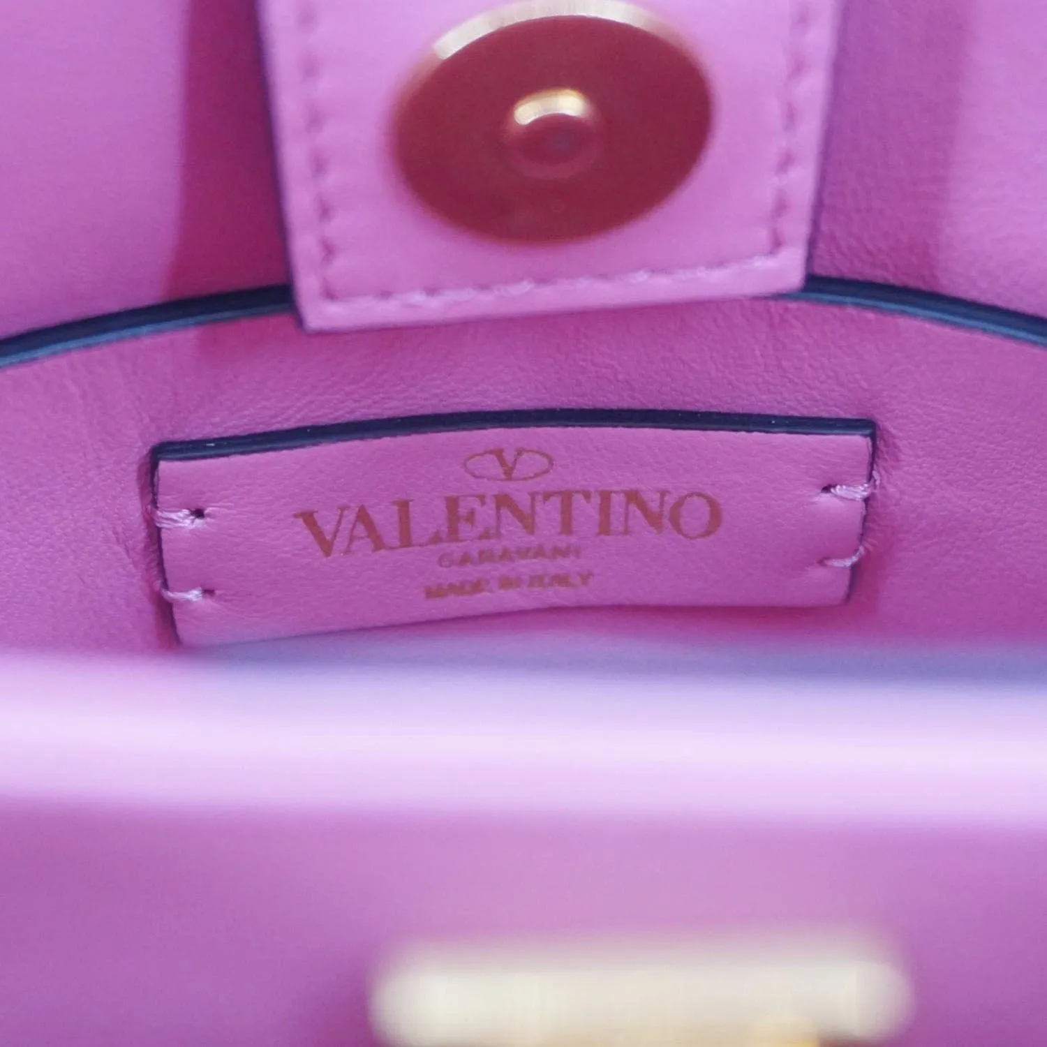 VALENTINO Roman Stud Small Nappa Leather Top Handle Crossbody Bag Flamingo Pink