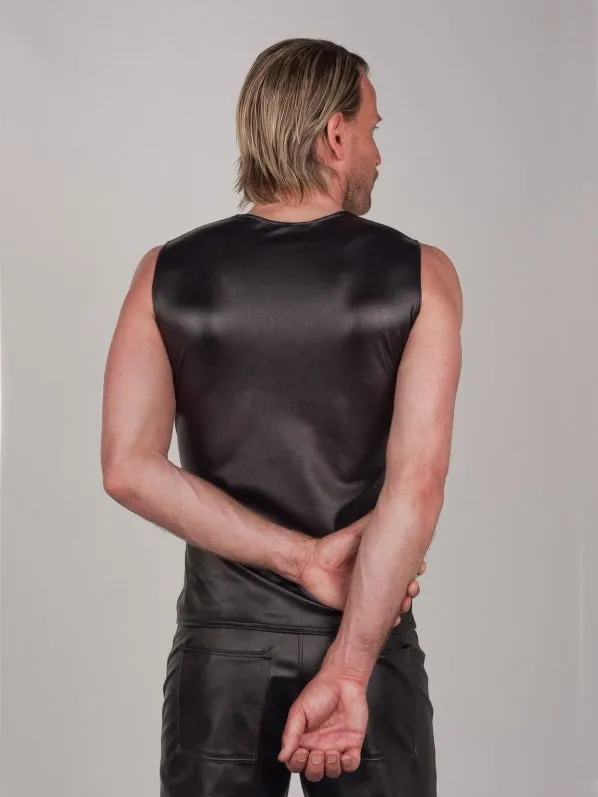 Vegan Leather Buckle and Zipper Vest