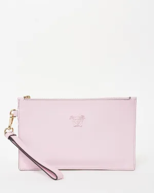 Versace Pink Vitello Leather Medusa Head Wristlet Pochette
