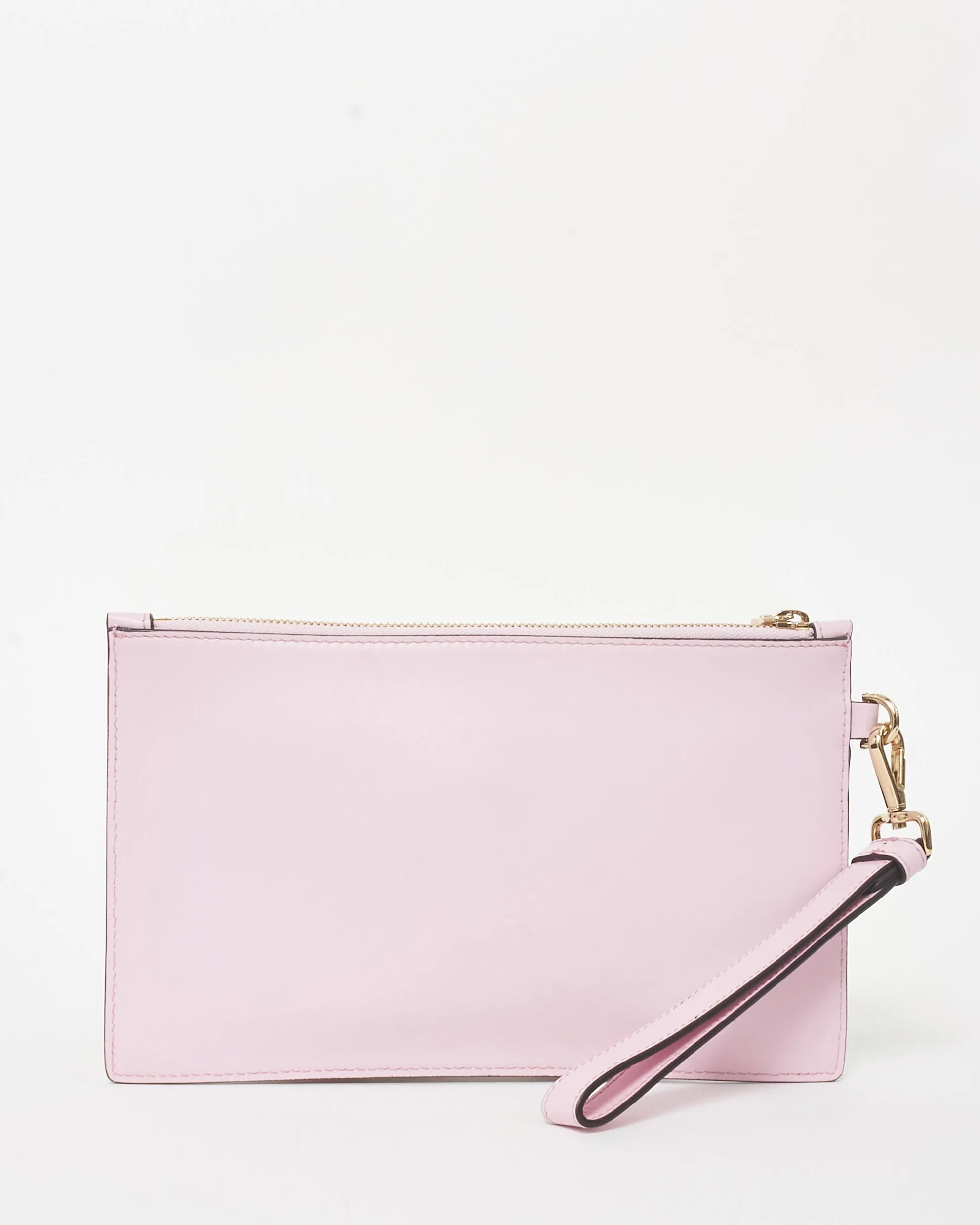 Versace Pink Vitello Leather Medusa Head Wristlet Pochette