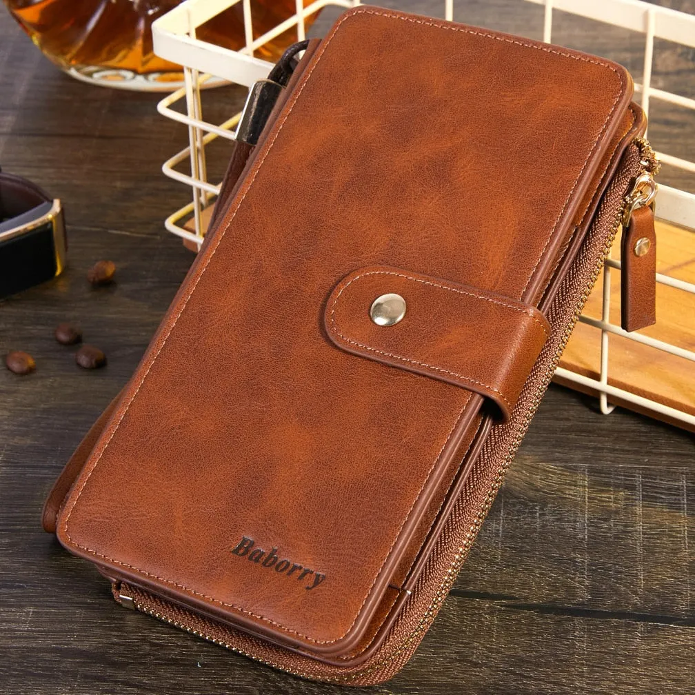 Vintage Bi-Fold Leather Clutch Bags for Men