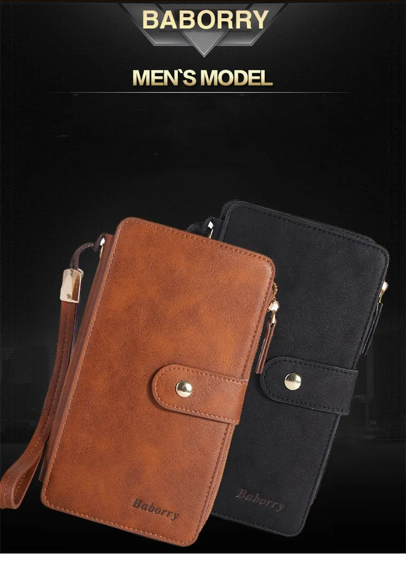 Vintage Bi-Fold Leather Clutch Bags for Men
