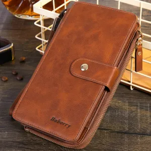 Vintage Bi-Fold Leather Clutch Bags for Men
