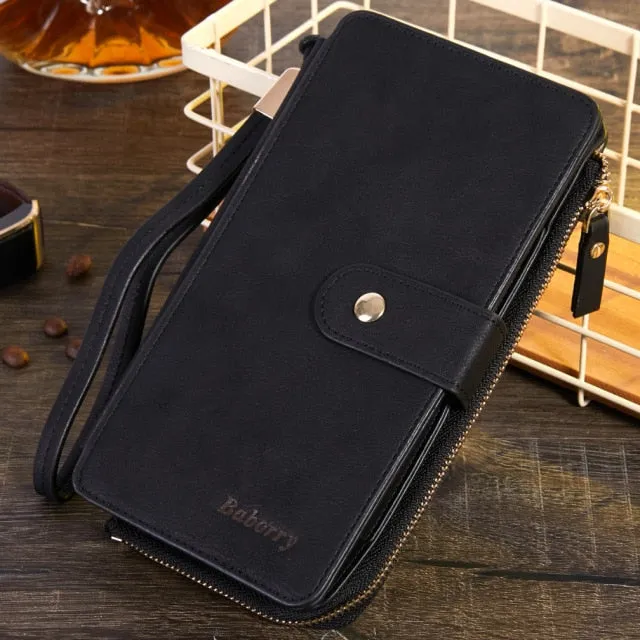 Vintage Bi-Fold Leather Clutch Bags for Men