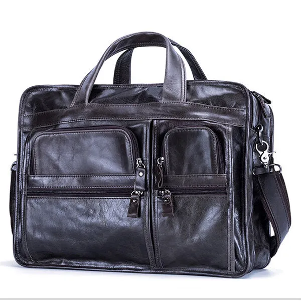Vintage Genuine Leather Large Capacity Business Handbag Crossbody Bag