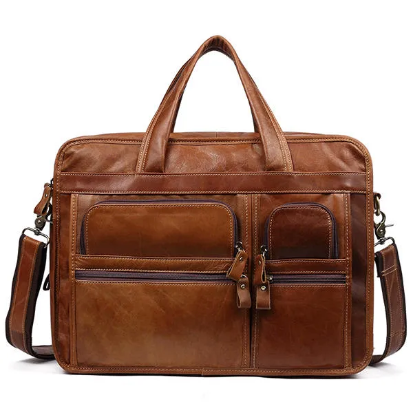 Vintage Genuine Leather Large Capacity Business Handbag Crossbody Bag