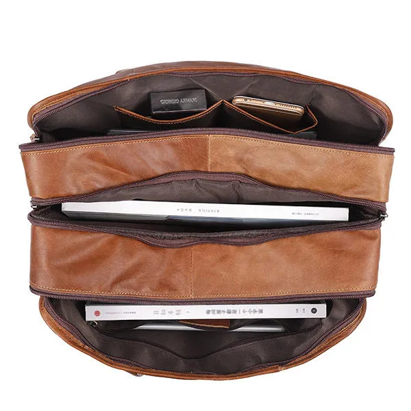 Vintage Genuine Leather Large Capacity Business Handbag Crossbody Bag