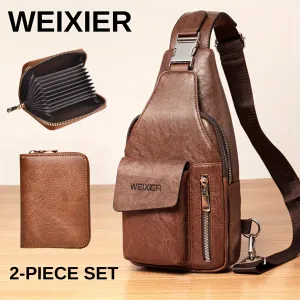 WEIXIER Men's Casual Shoulder Crossbody Bag Set