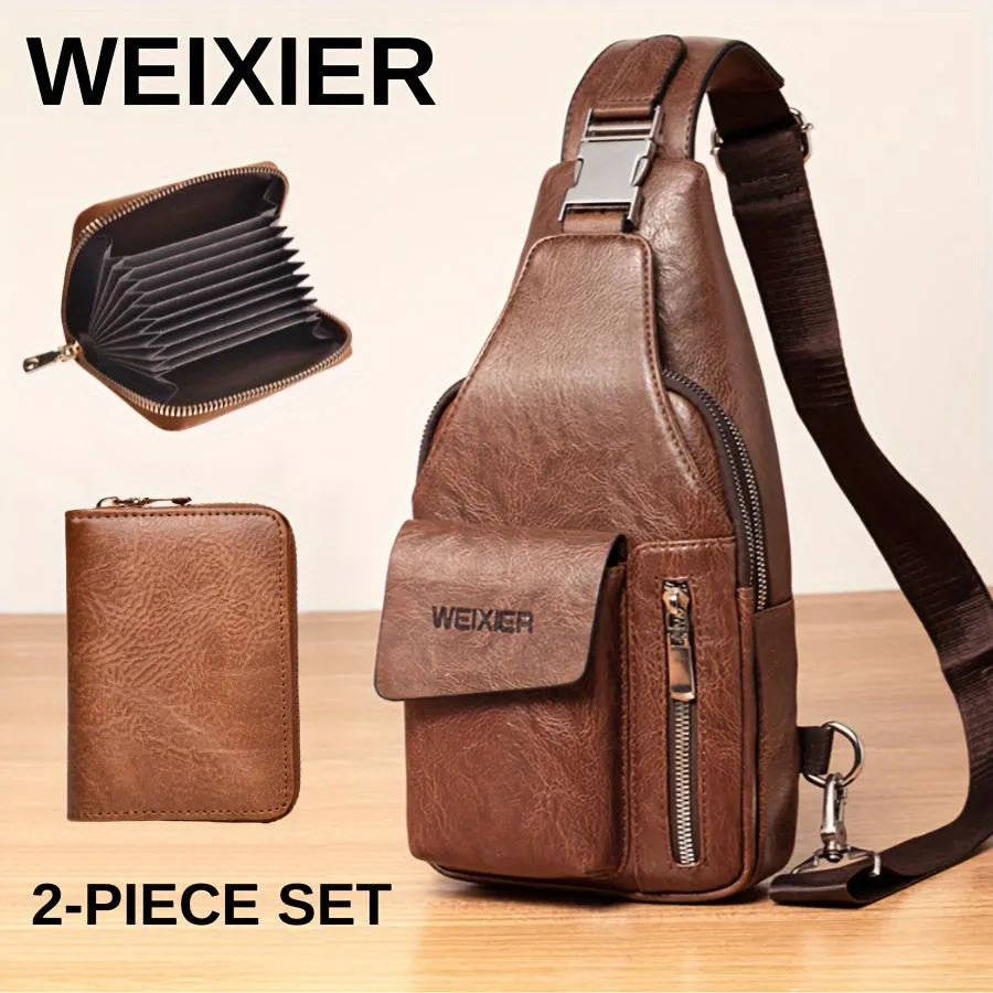 WEIXIER Men's Casual Shoulder Crossbody Bag Set