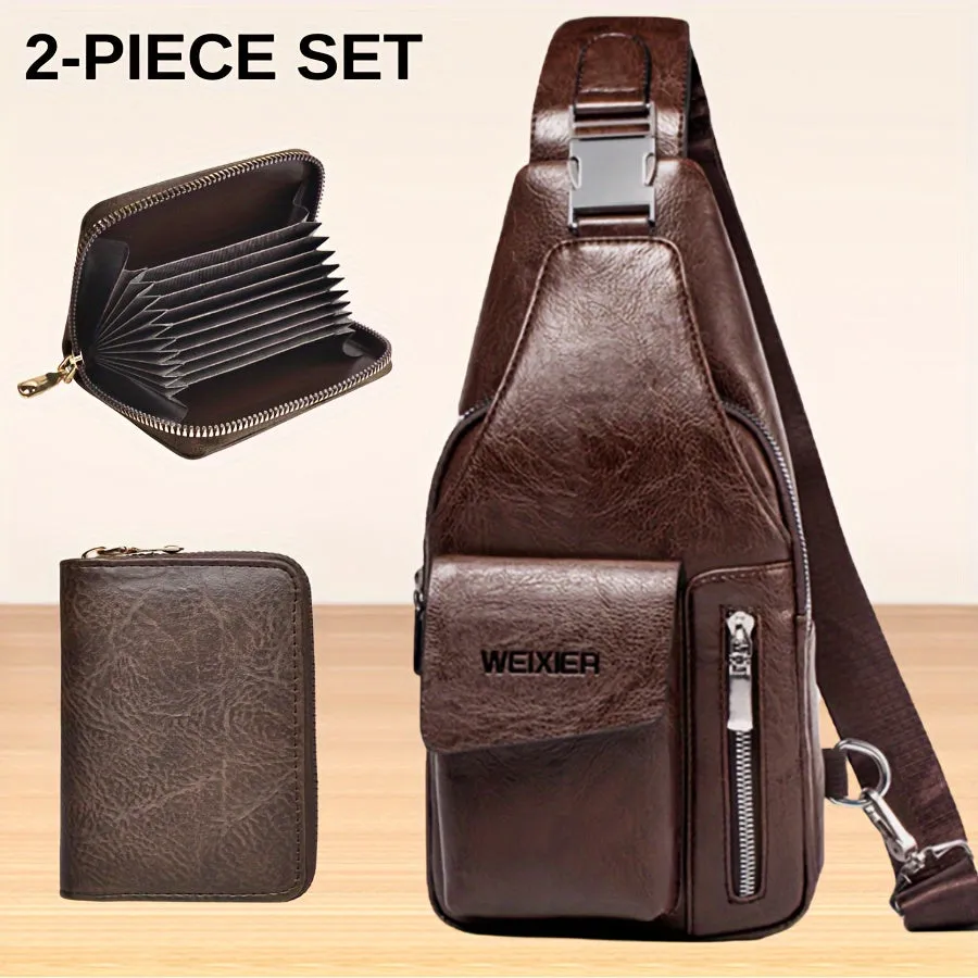 WEIXIER Men's Casual Shoulder Crossbody Bag Set