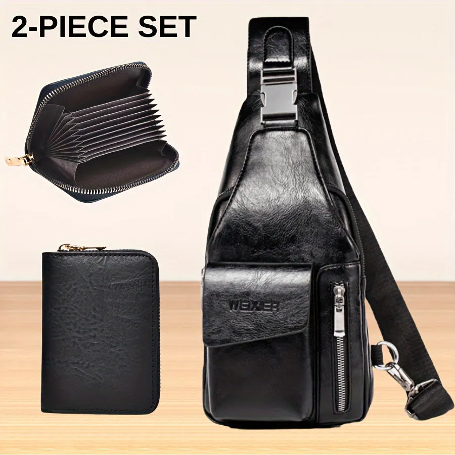 WEIXIER Men's Casual Shoulder Crossbody Bag Set