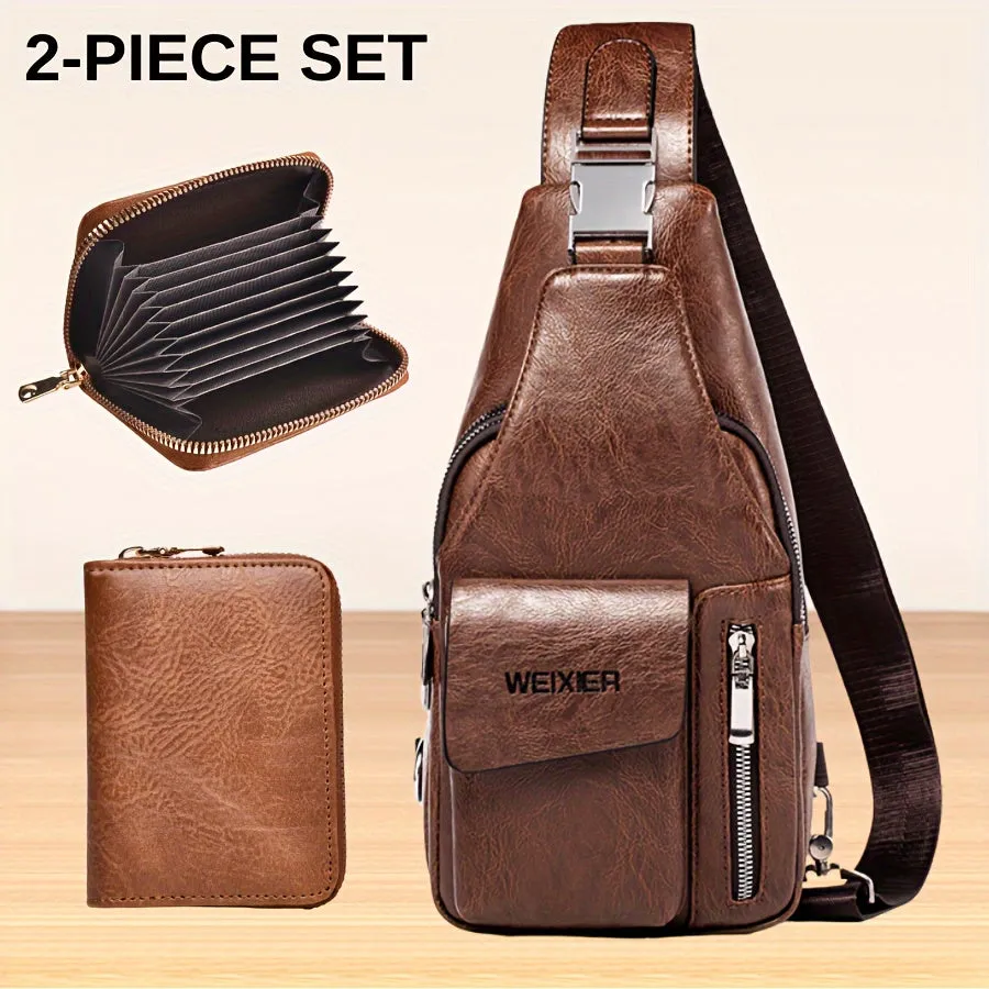 WEIXIER Men's Casual Shoulder Crossbody Bag Set