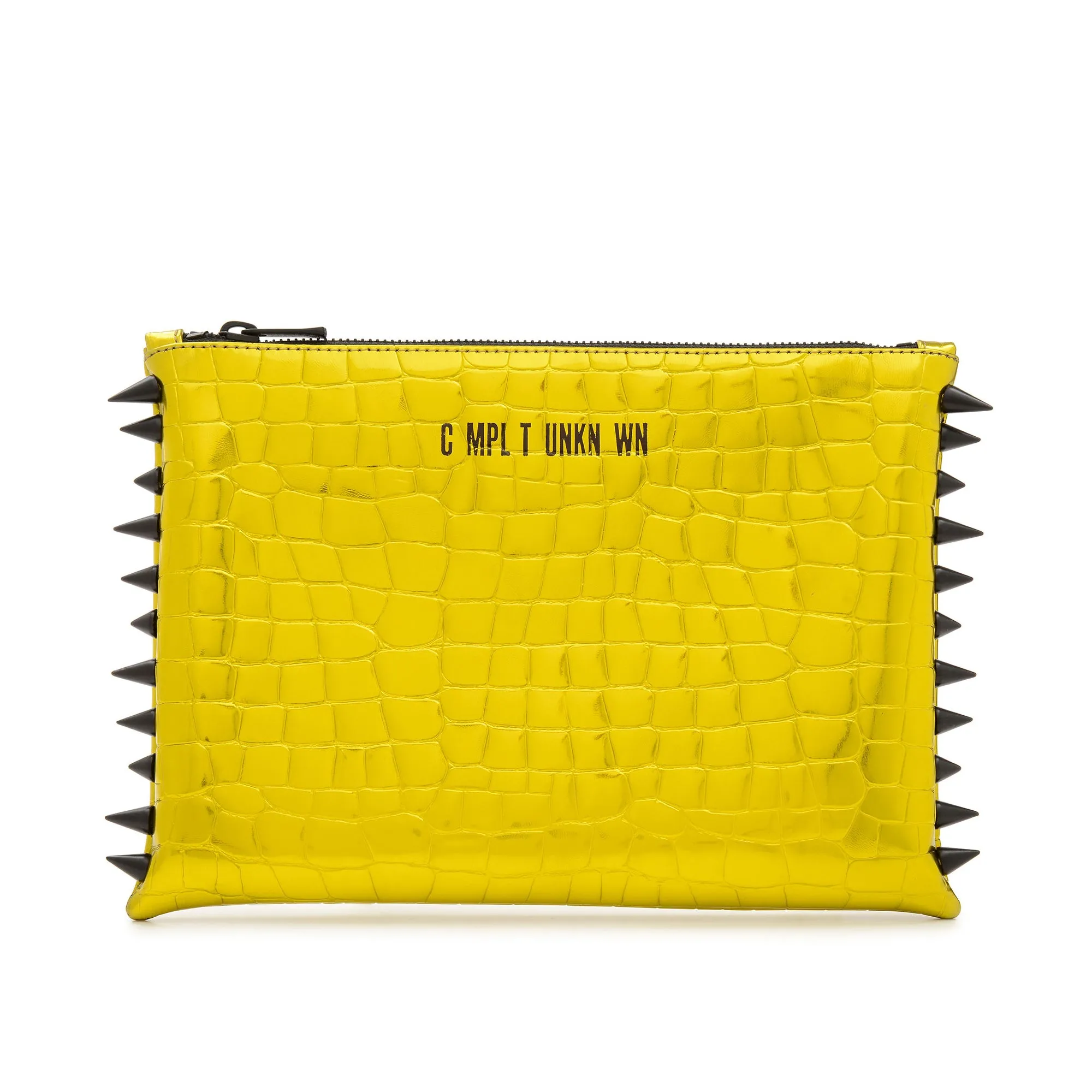 YELLOW CROCO LAME CLUTCH BAG