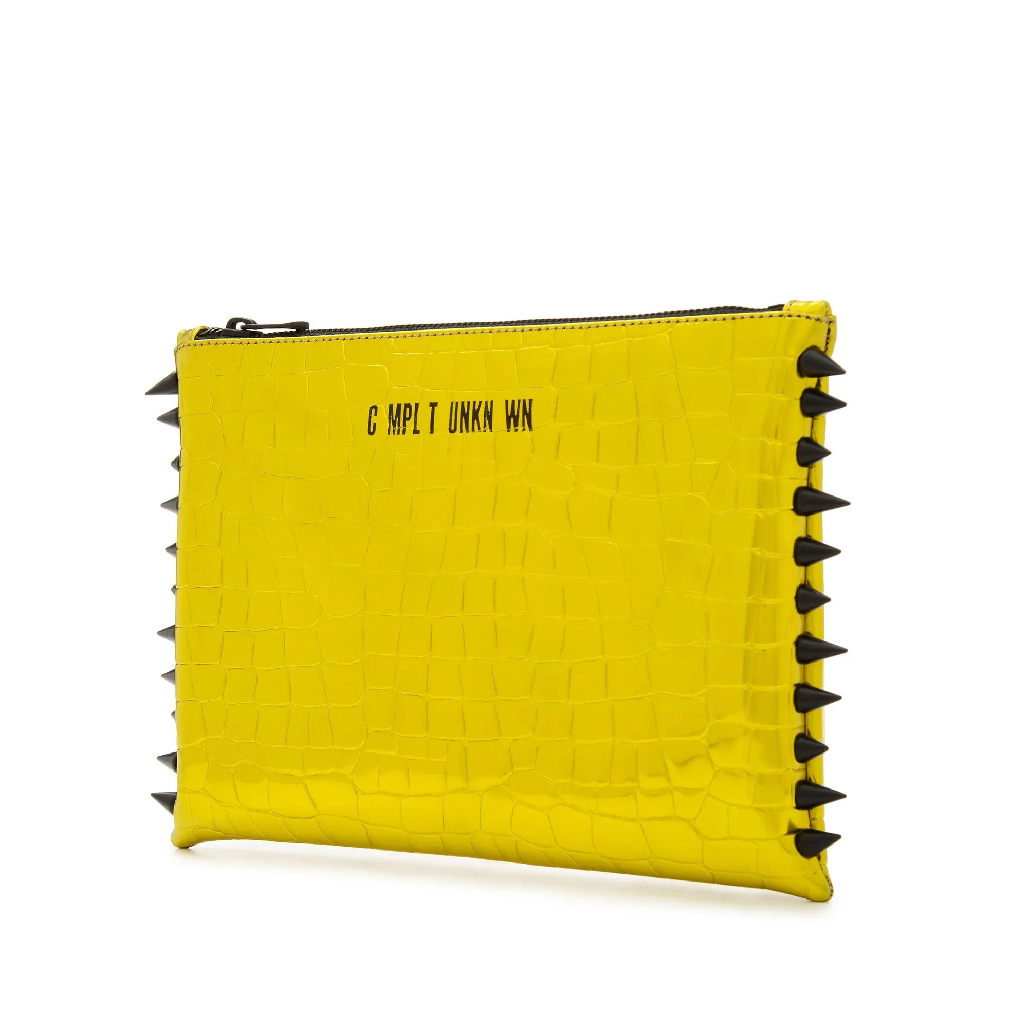 YELLOW CROCO LAME CLUTCH BAG