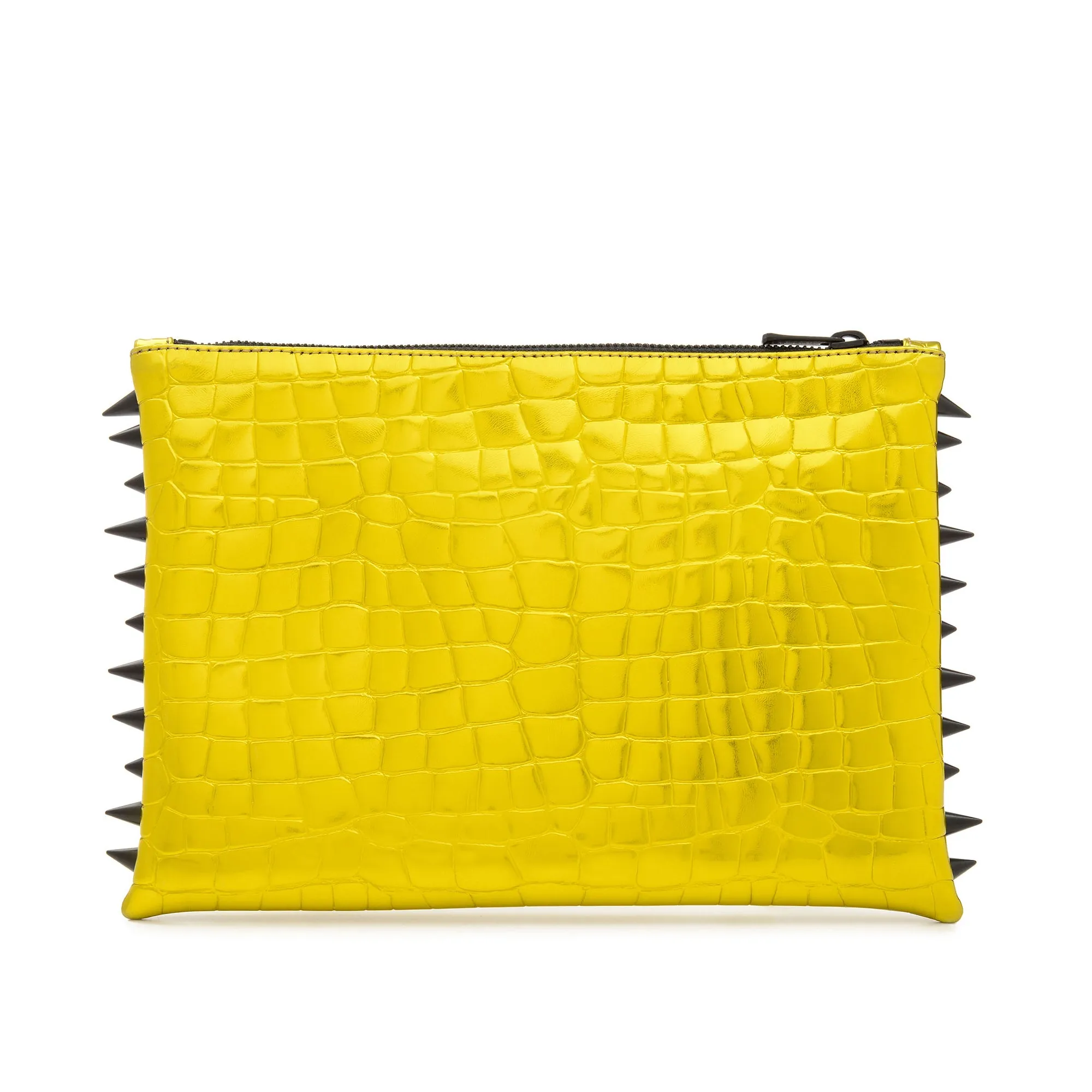 YELLOW CROCO LAME CLUTCH BAG