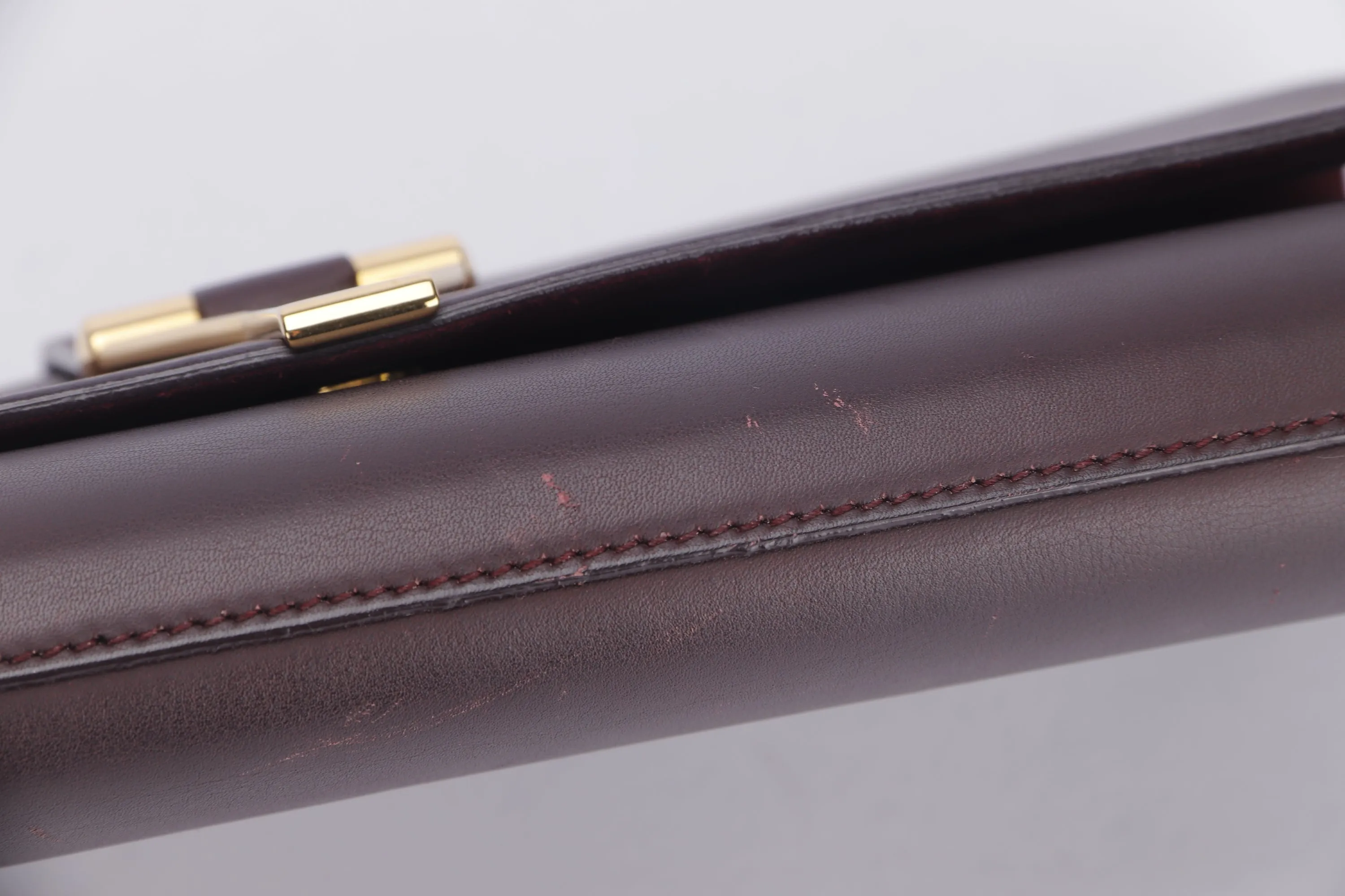 YSL BROWN CLUTCH CALF LEATHER, INSIDE SUEDE LEATHER, WITH DUST COVER
