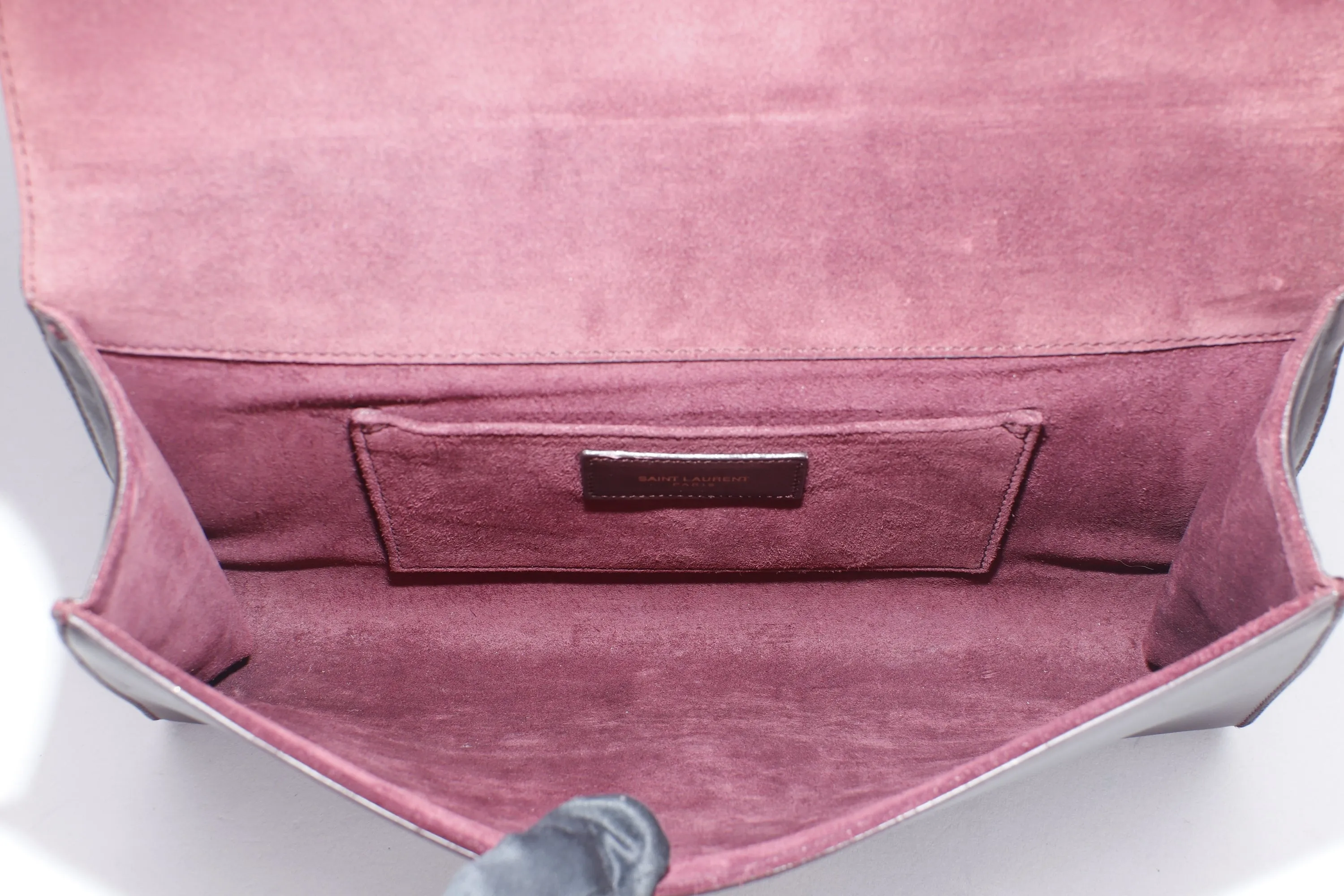 YSL BROWN CLUTCH CALF LEATHER, INSIDE SUEDE LEATHER, WITH DUST COVER
