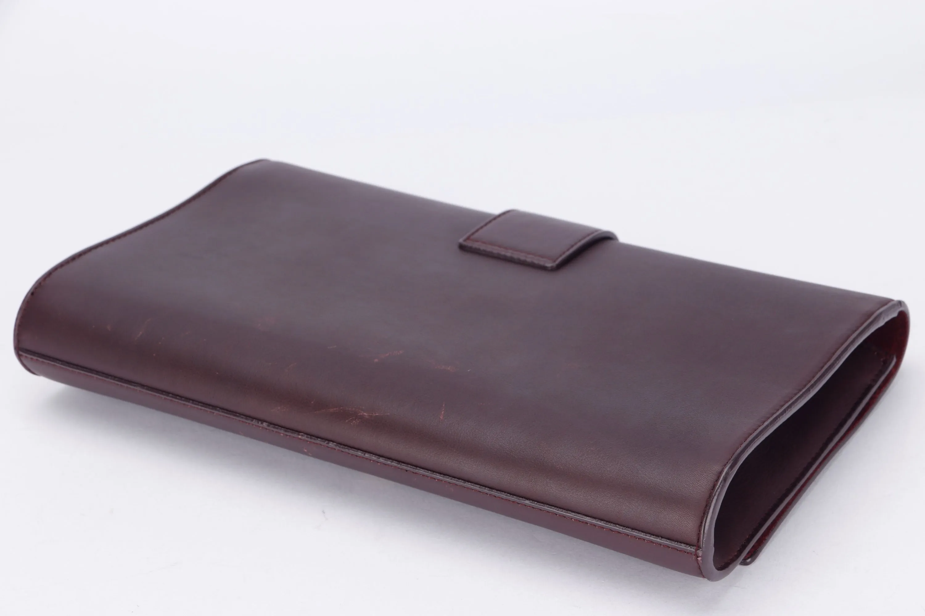 YSL BROWN CLUTCH CALF LEATHER, INSIDE SUEDE LEATHER, WITH DUST COVER