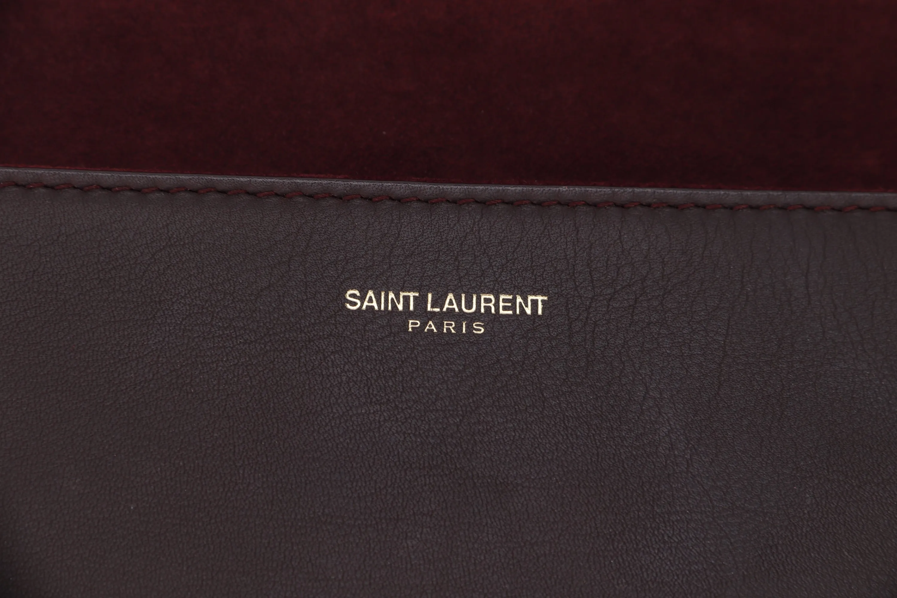 YSL BROWN CLUTCH CALF LEATHER, INSIDE SUEDE LEATHER, WITH DUST COVER