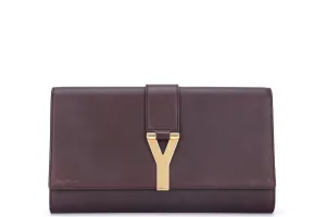 YSL BROWN CLUTCH CALF LEATHER, INSIDE SUEDE LEATHER, WITH DUST COVER