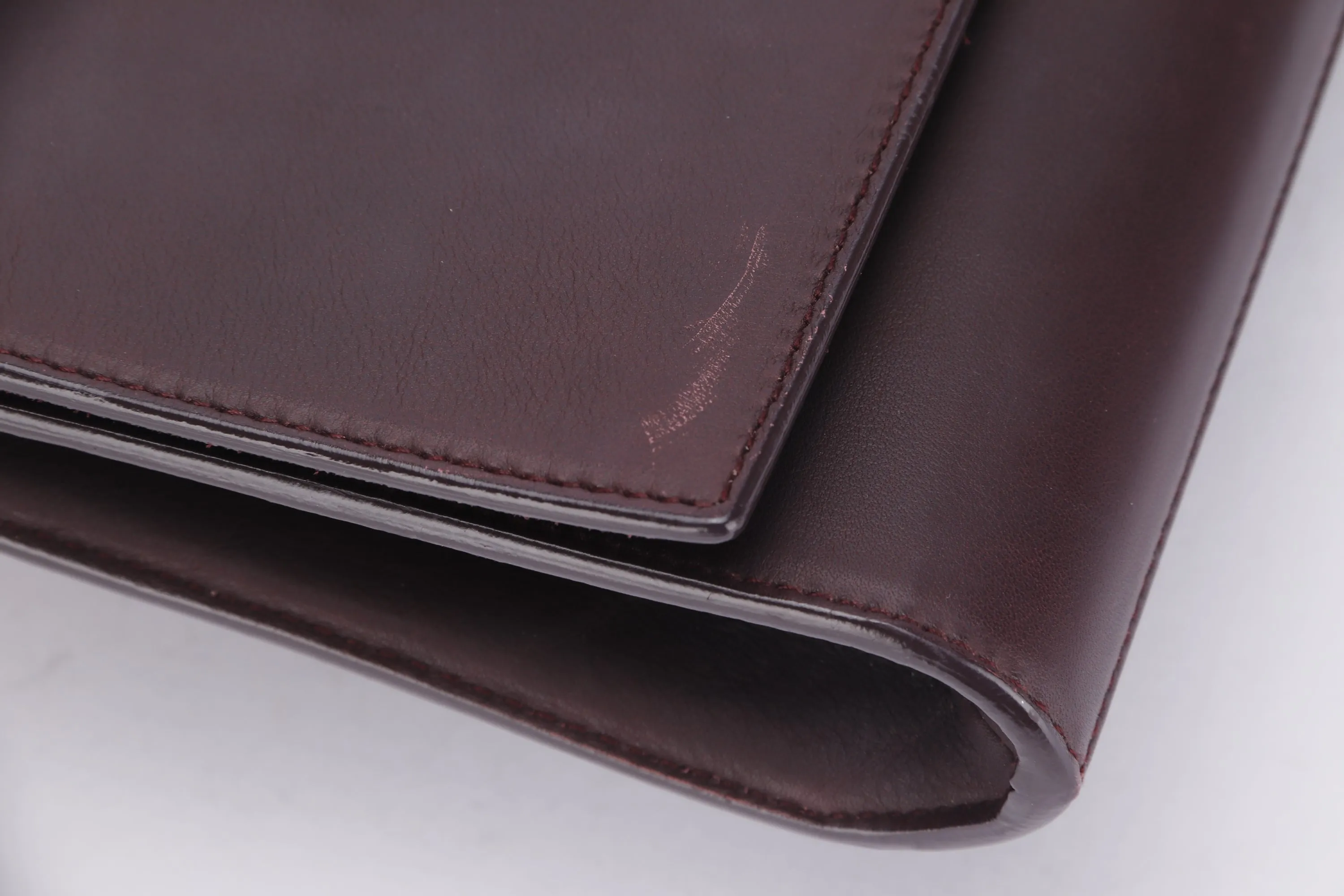 YSL BROWN CLUTCH CALF LEATHER, INSIDE SUEDE LEATHER, WITH DUST COVER